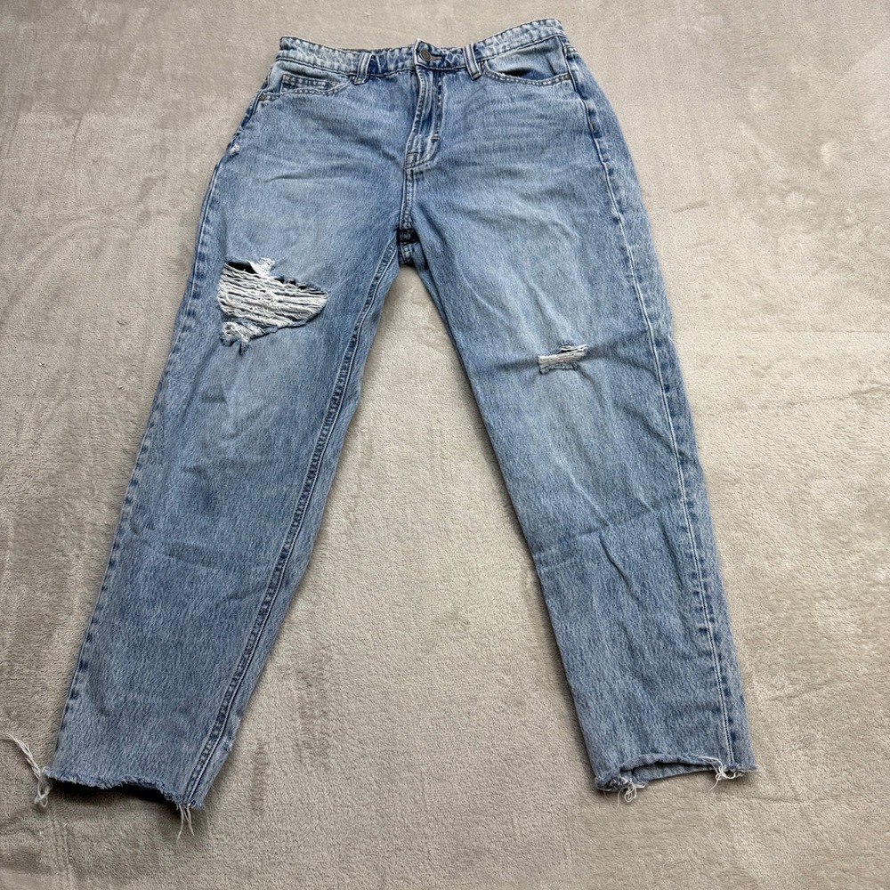 Hidden Jeans Mom‎ Jeans Women's 29 Blue Distressed High Rise Raw Hem Grunge 90s